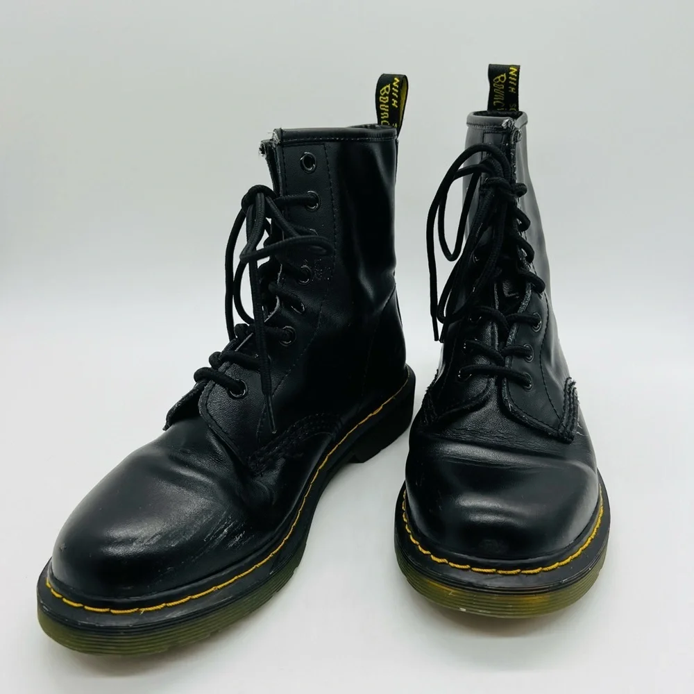 DR MARTENS KIDS BLACK LEATHER BOOTS SIZE 1.5
